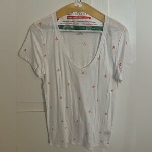 Victorias Secret Pink White Pizza V Neck